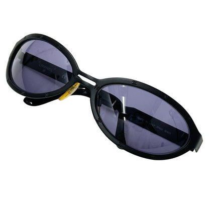 Chanel Sunglasses CC Logo Black Oval Eyewear — view 5