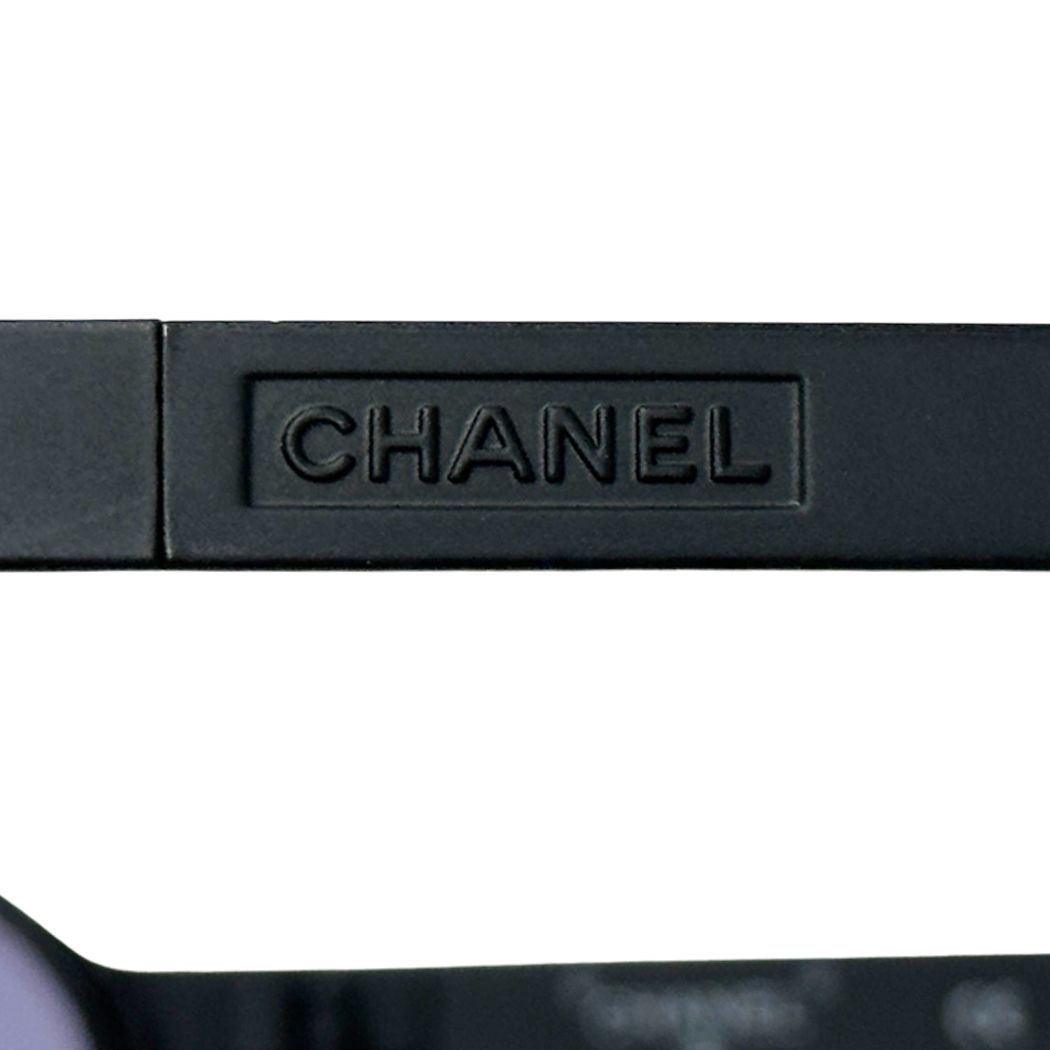 Chanel Sunglasses CC Logo Black Oval Eyewear — view 6