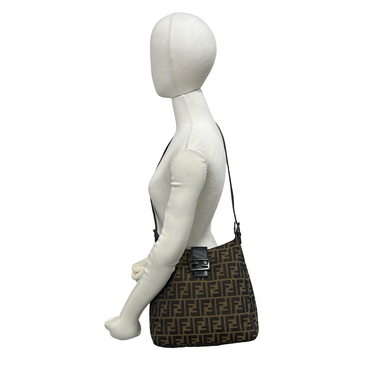 Fendi Vintage Zucca FF Pattern Canvas Leather Shoulder Bag Tote Brown — view 2