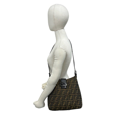 Fendi Vintage Zucca FF Pattern Canvas Leather Shoulder Bag Tote Brown — view 2
