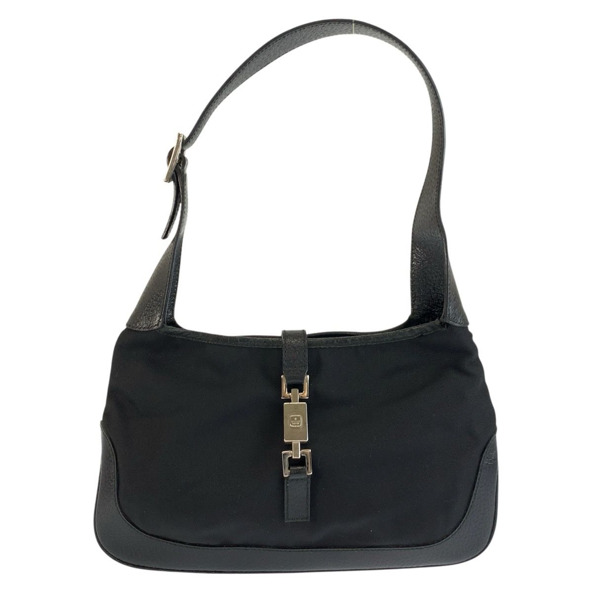 Gucci Jackie Black Silver Nylon Leather Shoulder Bag