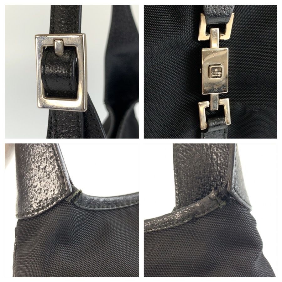 Gucci Jackie Black Silver Nylon Leather Shoulder Bag — view 5