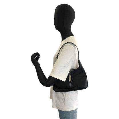 Gucci Jackie Black Silver Nylon Leather Shoulder Bag — view 6