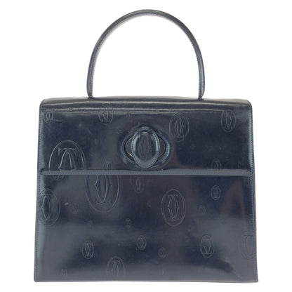 Cartier Vintage Happy Birthday Navy Dark Patent Leather Handbag