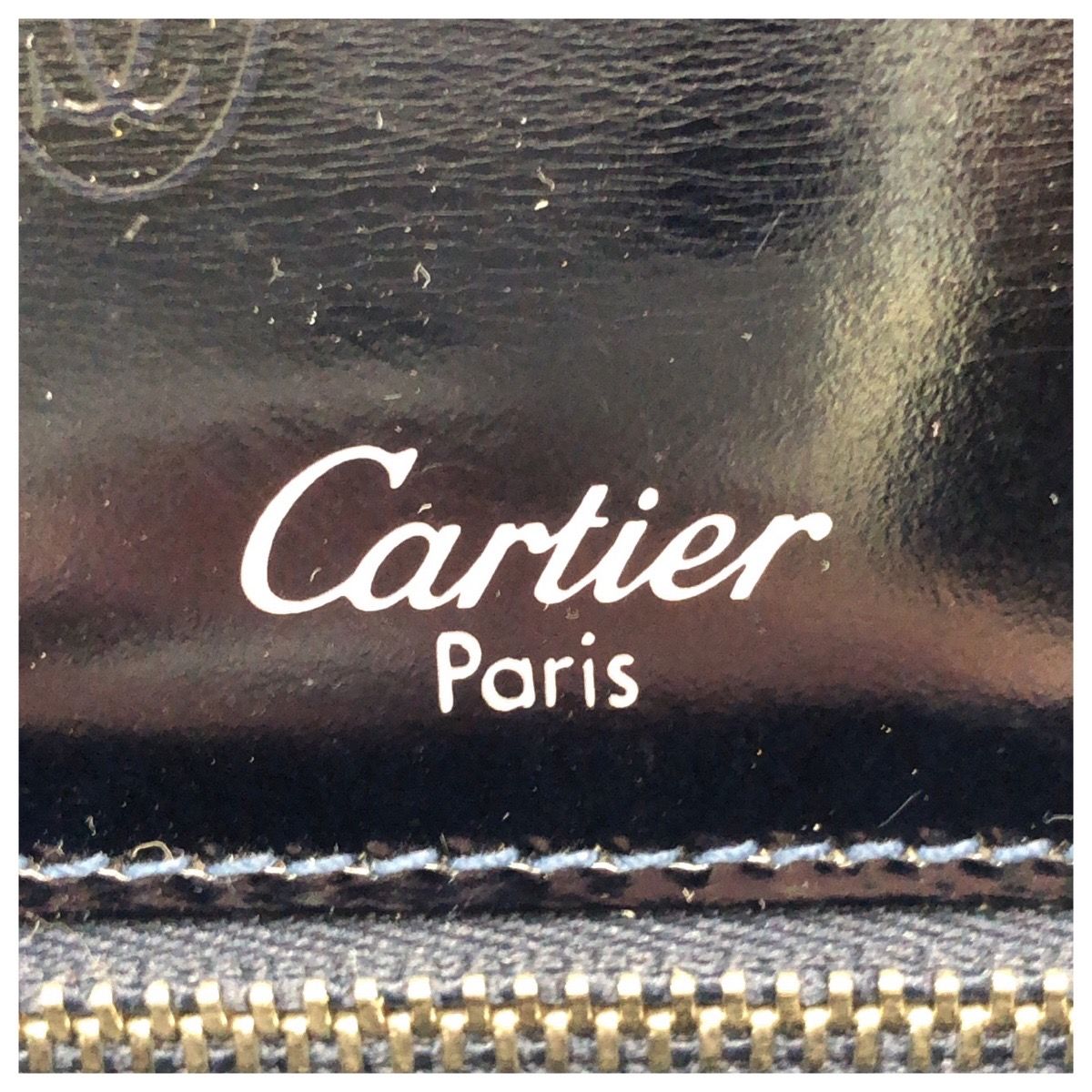 Cartier Vintage Happy Birthday Navy Dark Patent Leather Handbag — view 4