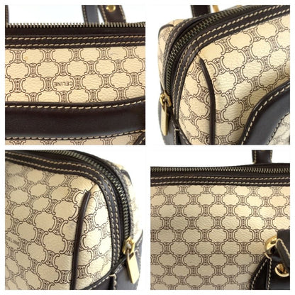 Celine Vintage Macadam White Brown Gold Leather Shoulder Bag — view 7
