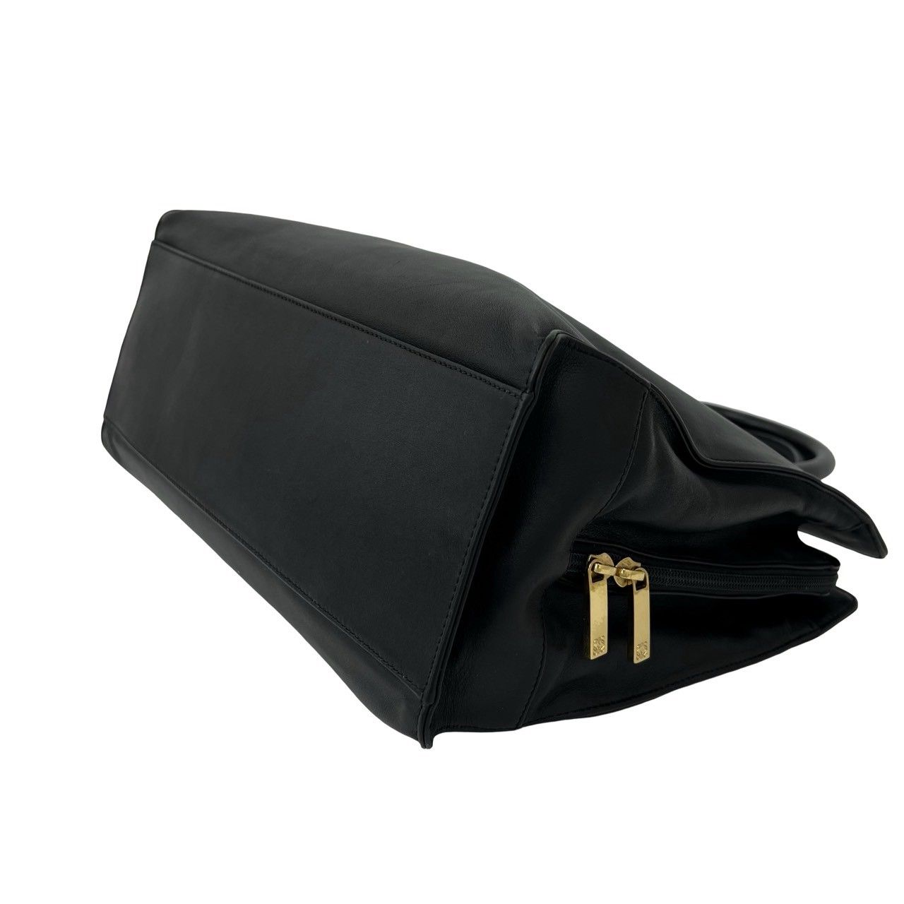 Loewe Vintage Anagram Logo Embossed Leather Tote Bag Black — view 8