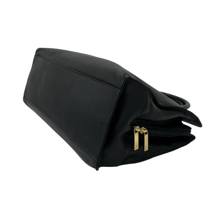 Loewe Vintage Anagram Logo Embossed Leather Tote Bag Black — view 8