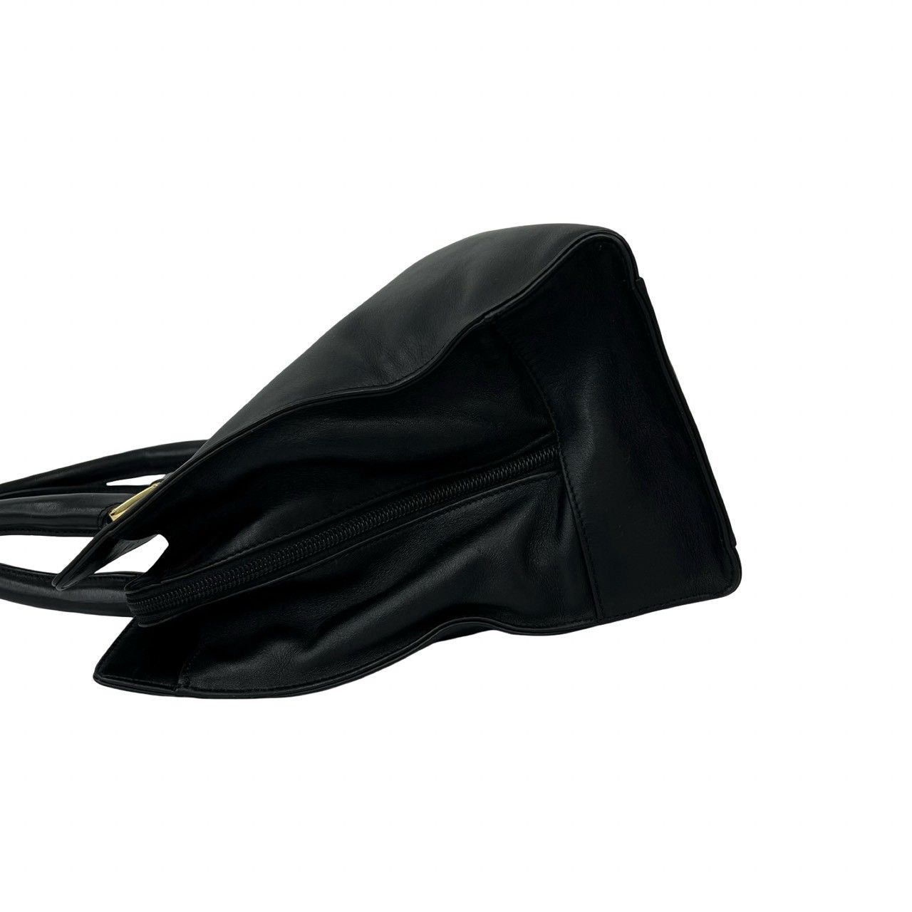 Loewe Vintage Anagram Logo Embossed Leather Tote Bag Black — view 5