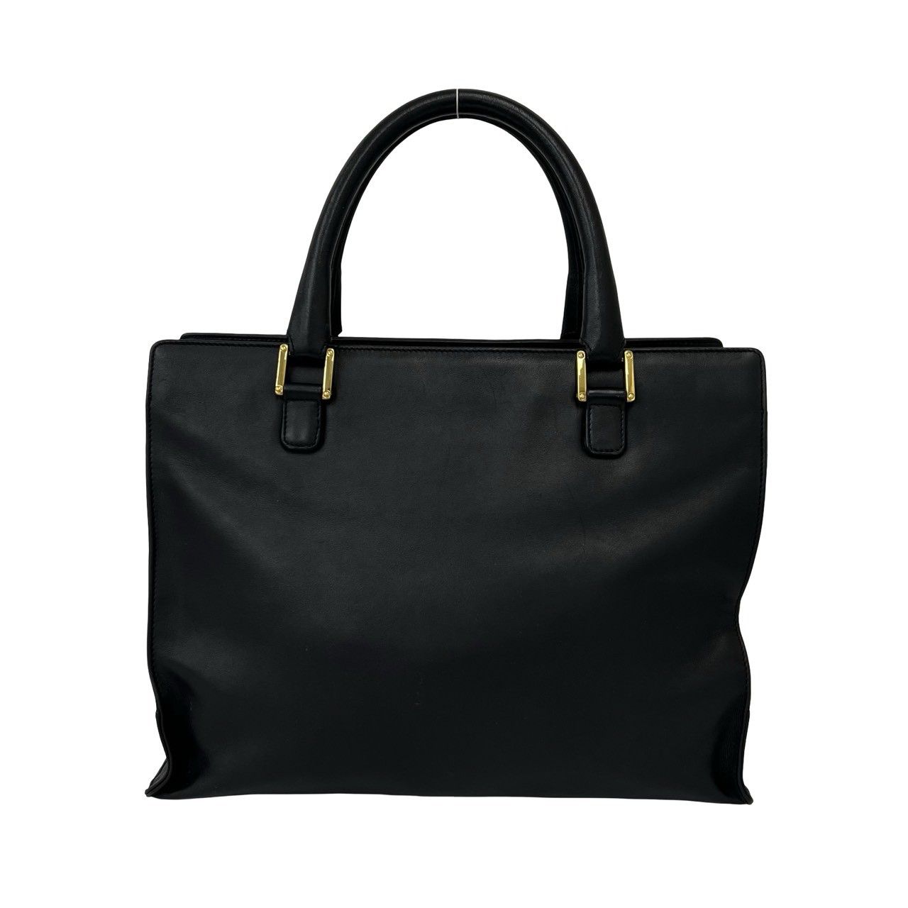 Loewe Vintage Anagram Logo Embossed Leather Tote Bag Black — view 3