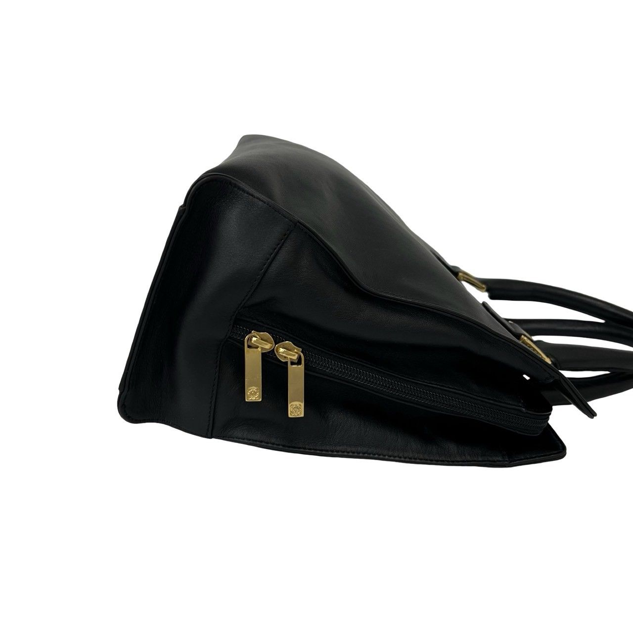Loewe Vintage Anagram Logo Embossed Leather Tote Bag Black — view 6