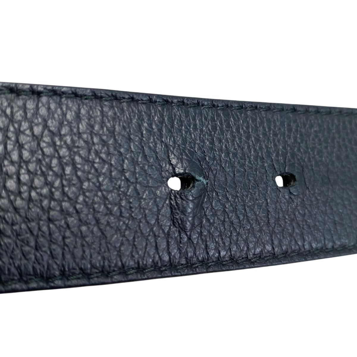 Dior Belt CD Logo Leather Navy Silver — view 6