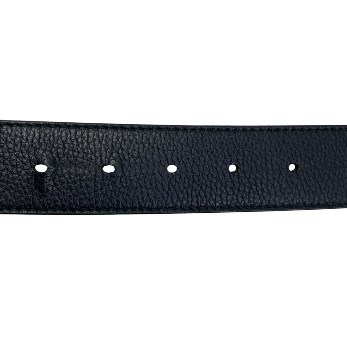 Dior Belt CD Logo Leather Navy Silver — view 5