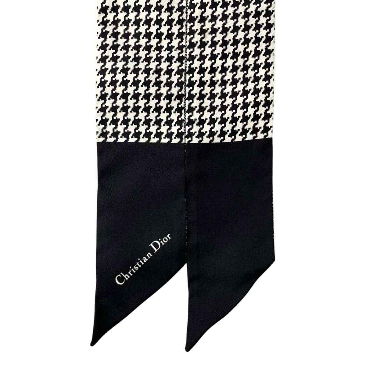 Dior Silk Calfskin Mitzah 30 Montaigne Houndstooth Logo Black White Handbag — view 3