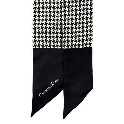 Dior Silk Calfskin Mitzah 30 Montaigne Houndstooth Logo Black White Handbag — view 3