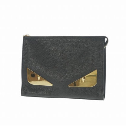 Fendi Monster Star Leather Clutch Black