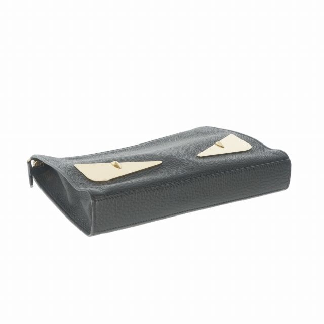 Fendi Monster Star Leather Clutch Black — view 3