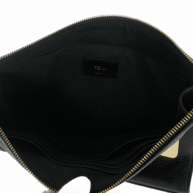 Fendi Monster Star Leather Clutch Black — view 4
