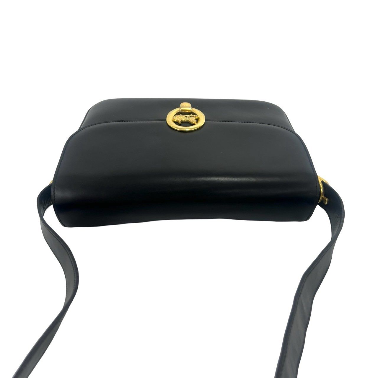Celine Vintage Horse Carriage Logo Leather Shoulder Bag Pochette Black — view 4
