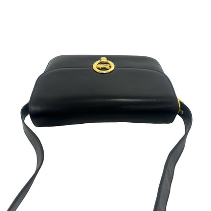 Celine Vintage Horse Carriage Logo Leather Shoulder Bag Pochette Black — view 4