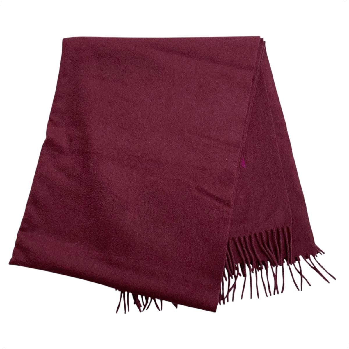 Louis Vuitton Scarf Shawl Logo Fringe Cashmere Bordeaux — view 2