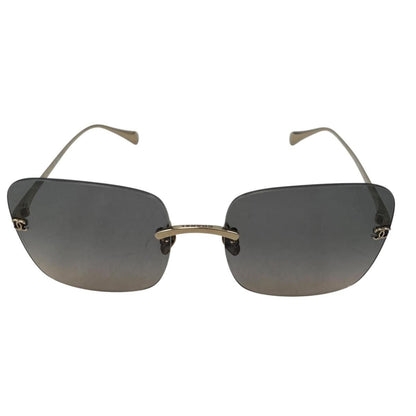 Chanel Sunglasses Rimless Square Titanium Gradient Lens Gold CC Logo Eyewear — view 3