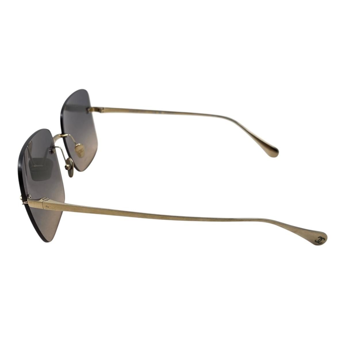 Chanel Sunglasses Rimless Square Titanium Gradient Lens Gold CC Logo Eyewear — view 6