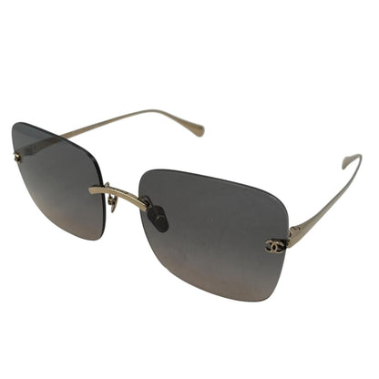 Chanel Sunglasses Rimless Square Titanium Gradient Lens Gold CC Logo Eyewear