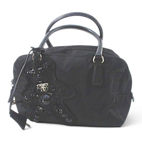 Prada Evening Bear Bijou Handbag Black