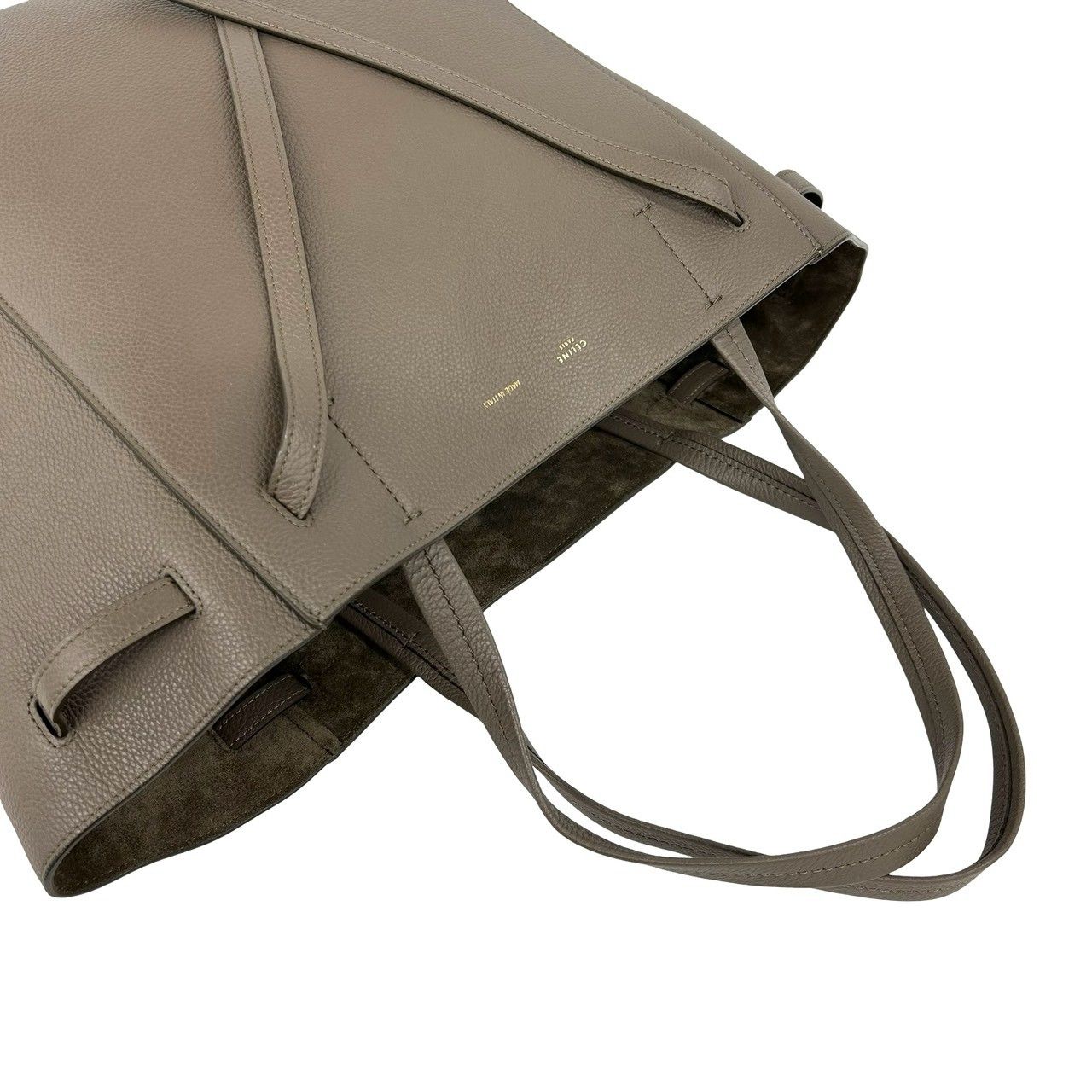 Celine Cabas Phantom Small Logo Leather Tote Shoulder Bag Gray — view 4