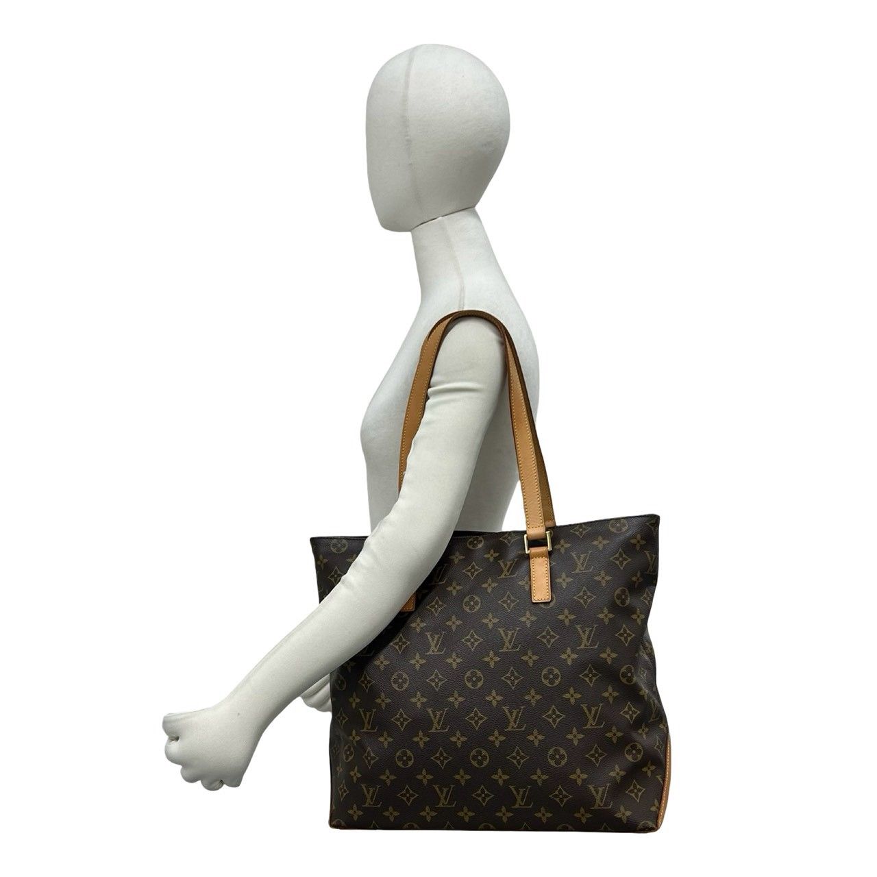 Louis Vuitton Cabas Mezzo Monogram Pattern Leather Tote Shoulder Bag Brown — view 2