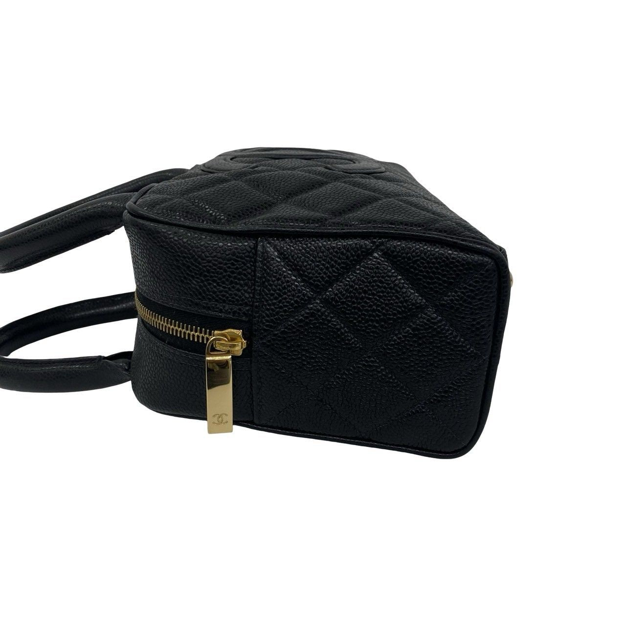 Chanel CC Logo Caviar Leather Mini Boston Bag Black — view 5