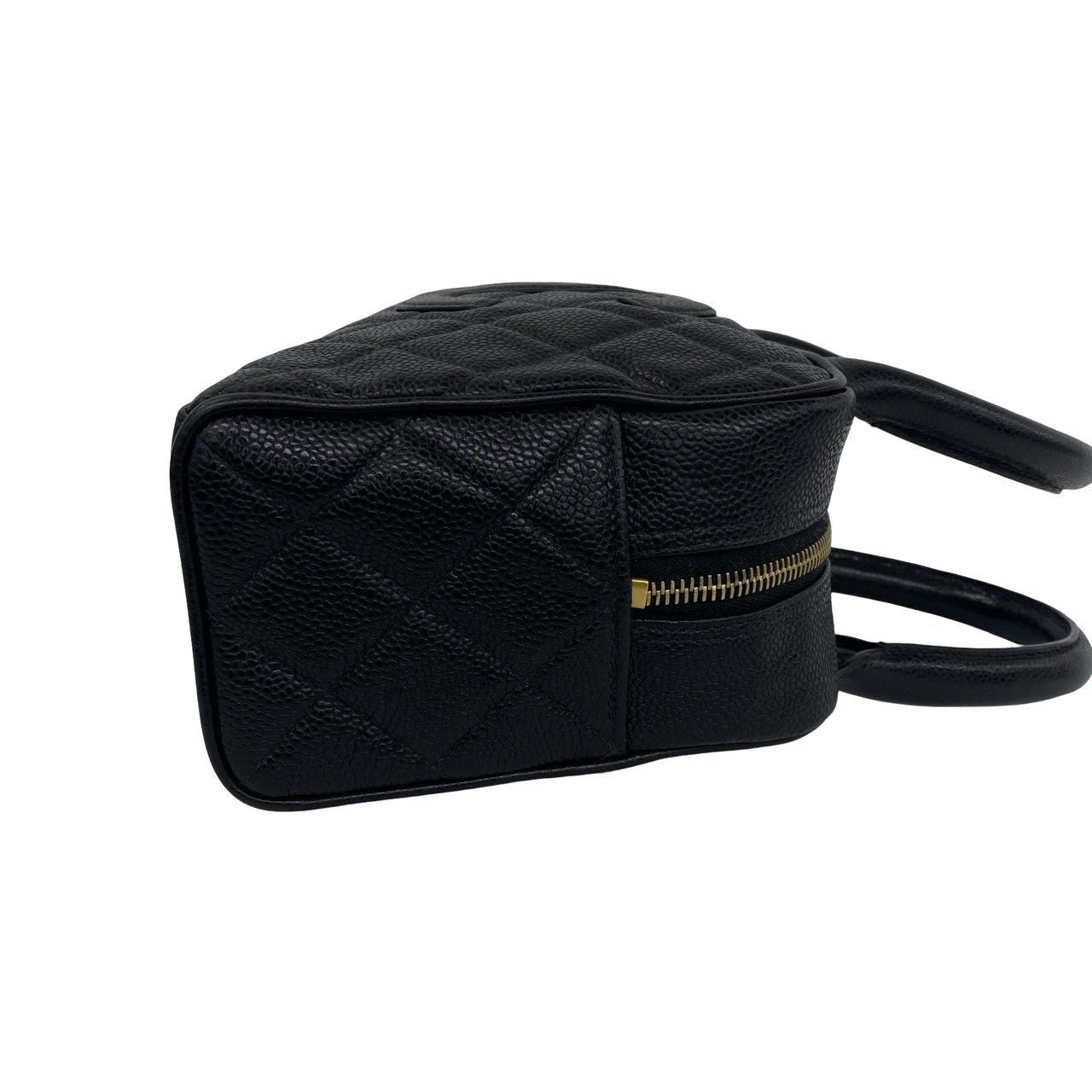 Chanel CC Logo Caviar Leather Mini Boston Bag Black — view 6