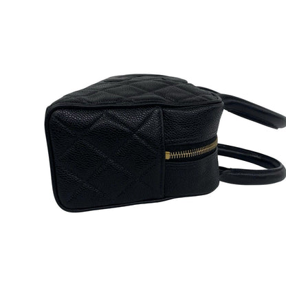 Chanel CC Logo Caviar Leather Mini Boston Bag Black — view 6