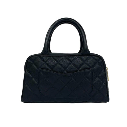 Chanel CC Logo Caviar Leather Mini Boston Bag Black — view 3