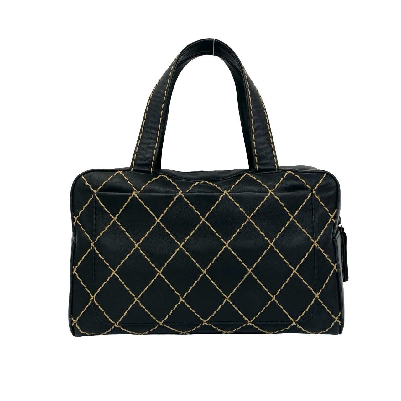 Chanel CC Logo Wild Stitch Lambskin Mini Boston Bag Black — view 3