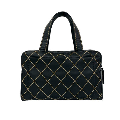 Chanel CC Logo Wild Stitch Lambskin Mini Boston Bag Black — view 3