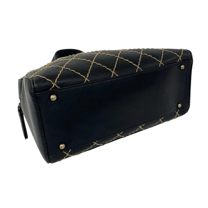 Chanel CC Logo Wild Stitch Lambskin Mini Boston Bag Black — view 7