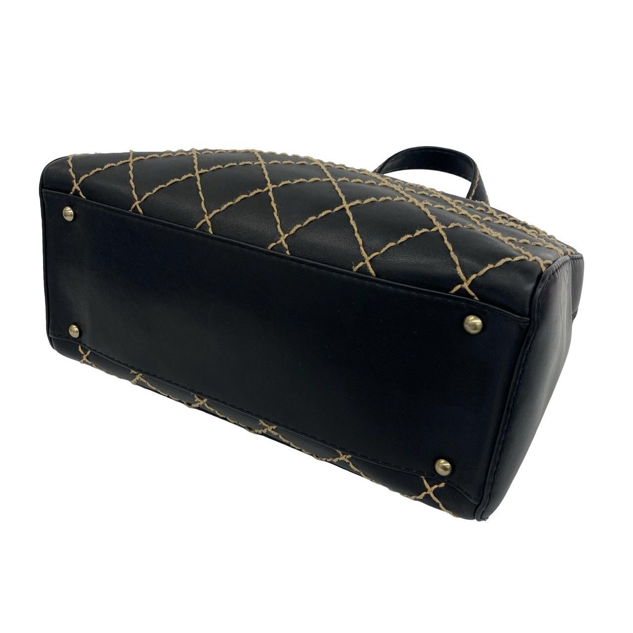 Chanel CC Logo Wild Stitch Lambskin Mini Boston Bag Black — view 8