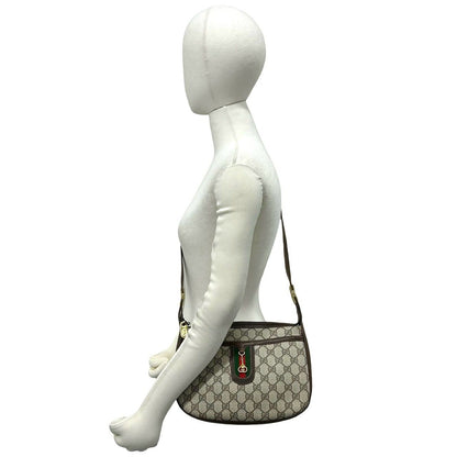 Gucci Vintage Sherry Line GG Pattern Logo Leather Shoulder Bag Brown Green — view 2