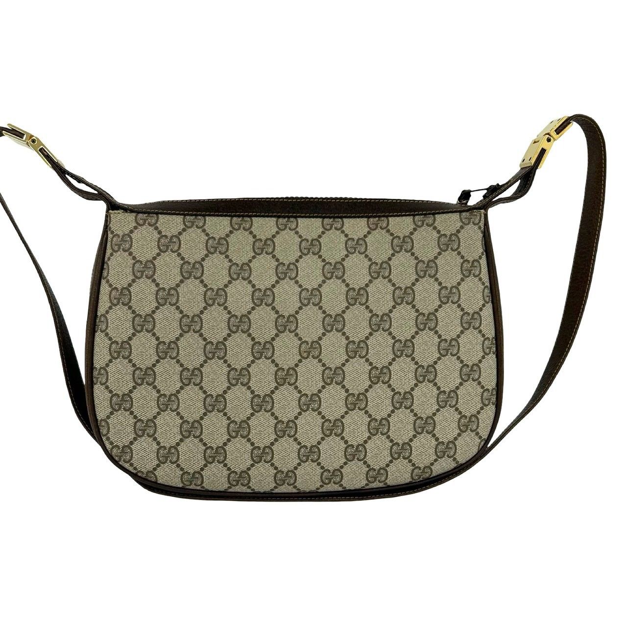 Gucci Vintage Sherry Line GG Pattern Logo Leather Shoulder Bag Brown Green — view 3