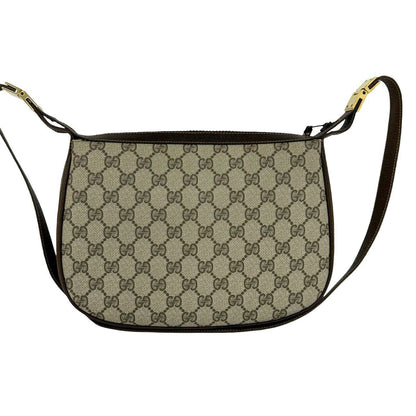 Gucci Vintage Sherry Line GG Pattern Logo Leather Shoulder Bag Brown Green — view 3
