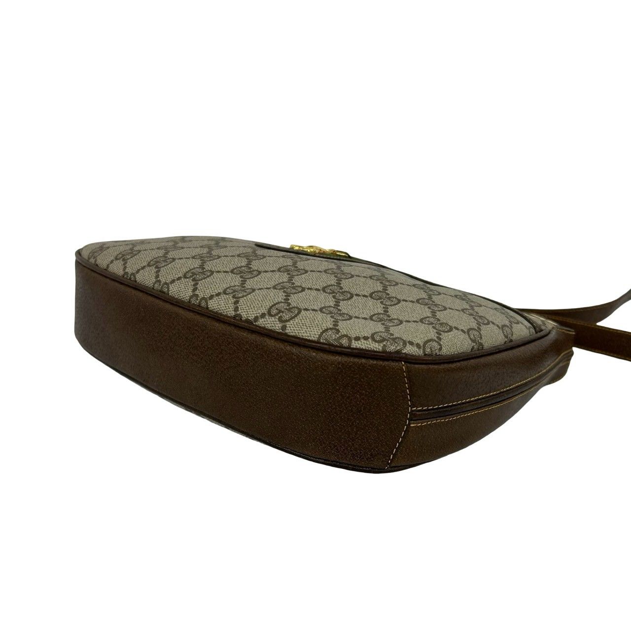 Gucci Vintage Sherry Line GG Pattern Logo Leather Shoulder Bag Brown Green — view 8