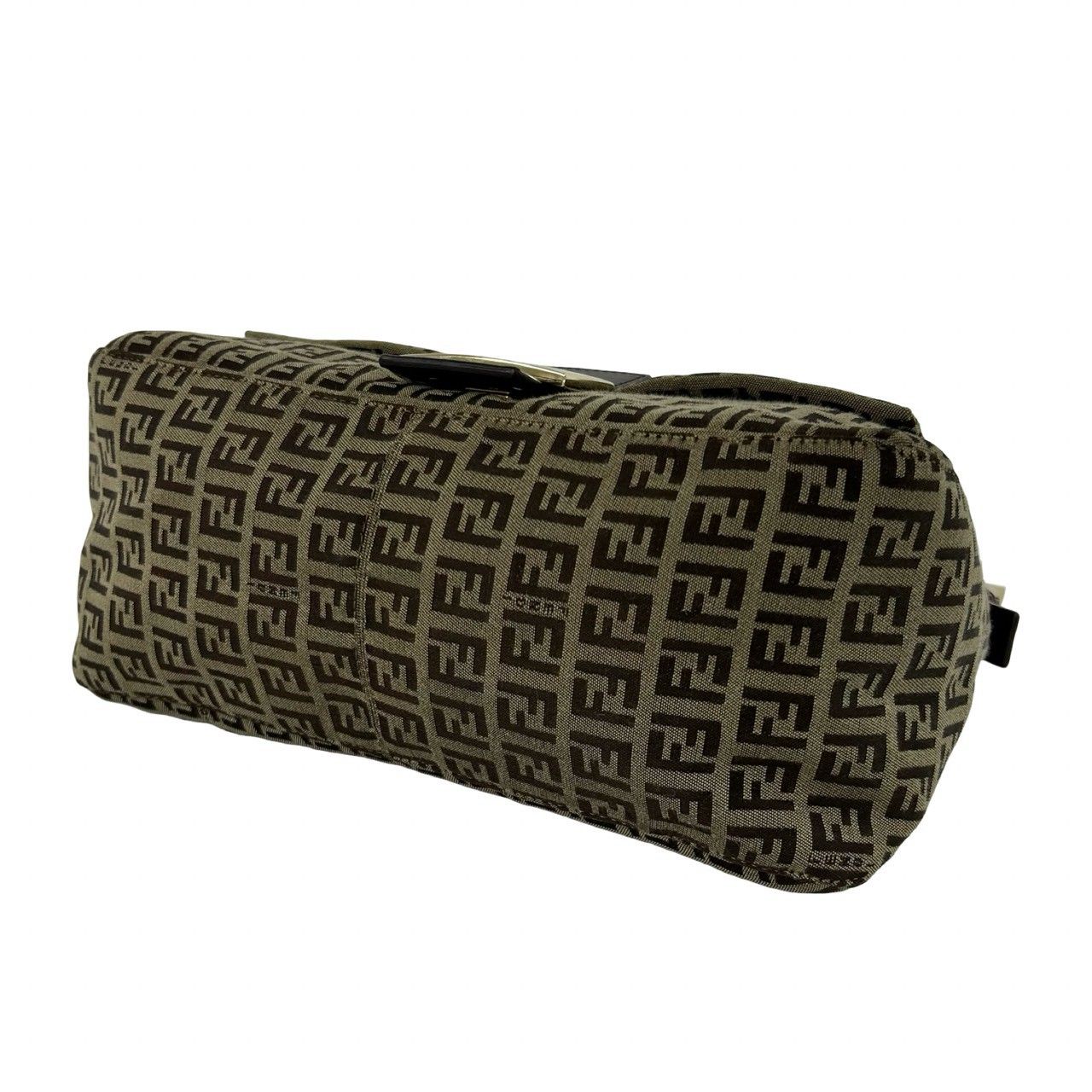 Fendi Mamma Bucket Zucchino FF Pattern Logo Canvas Leather Shoulder Bag Brown — view 8