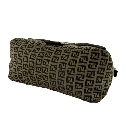 Fendi Mamma Bucket Zucchino FF Pattern Logo Canvas Leather Shoulder Bag Brown — view 8