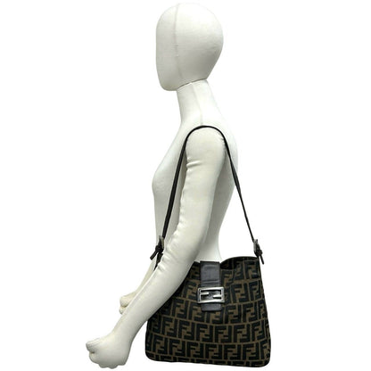 Fendi Vintage Zucca FF Pattern Canvas Leather Shoulder Bag Brown — view 2