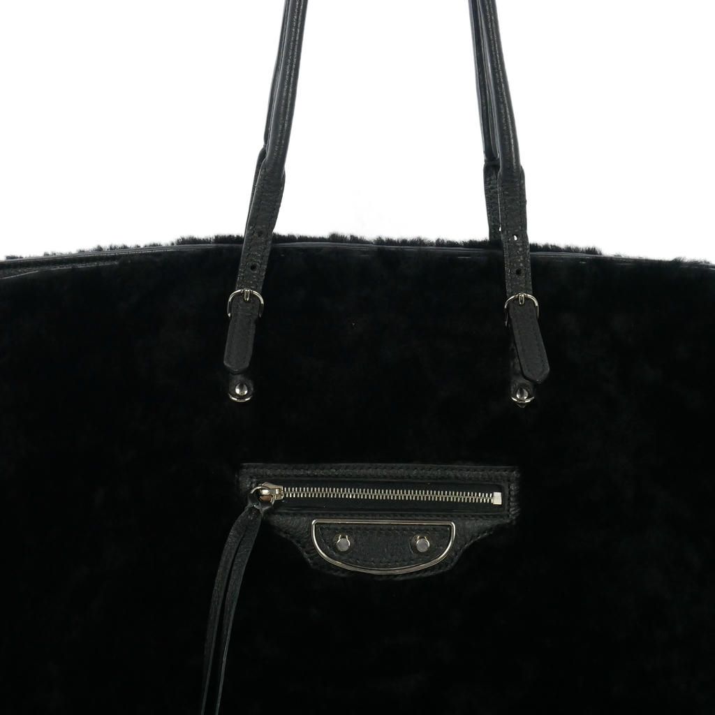 Balenciaga Paper Tote Bag Shearling Leather Black — view 4