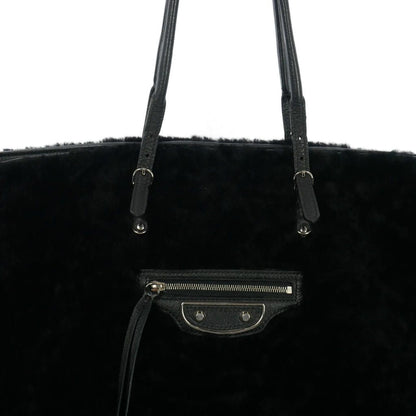 Balenciaga Paper Tote Bag Shearling Leather Black — view 4