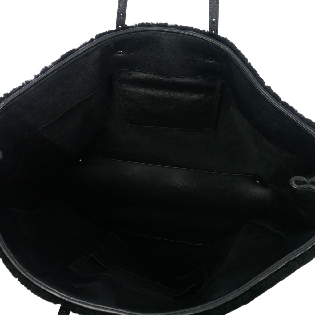 Balenciaga Paper Tote Bag Shearling Leather Black — view 7