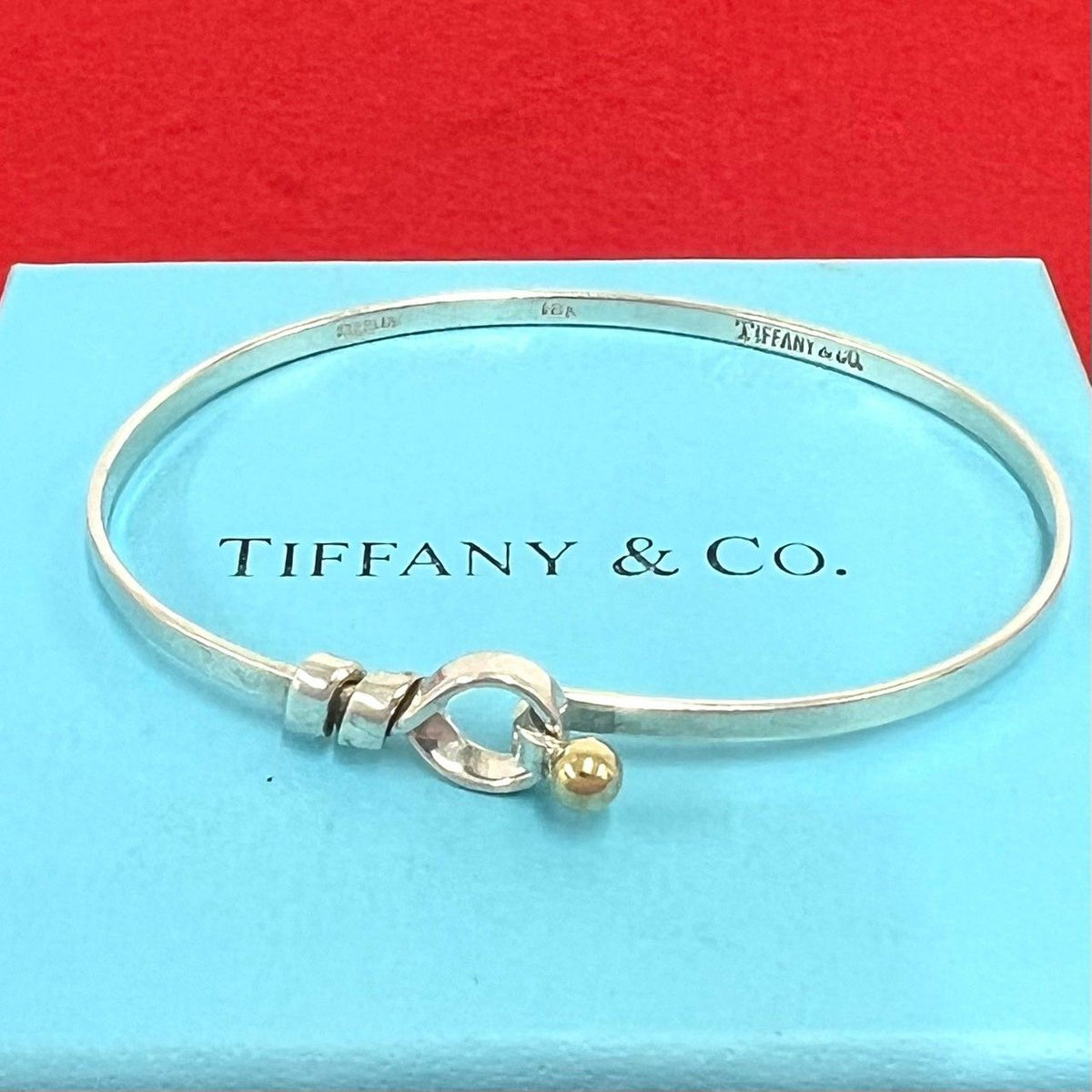 Tiffany & Co Vintage Hook Eye Bangle Silver Gold Bracelet
